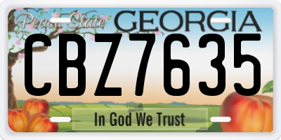 GA license plate CBZ7635