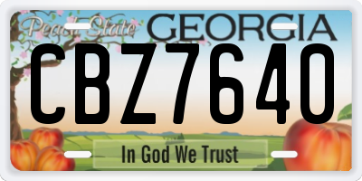 GA license plate CBZ7640