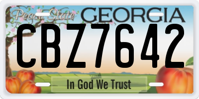 GA license plate CBZ7642