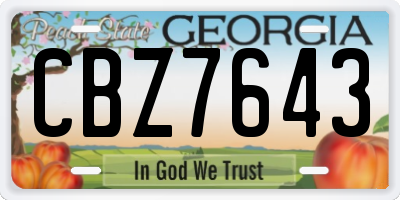 GA license plate CBZ7643