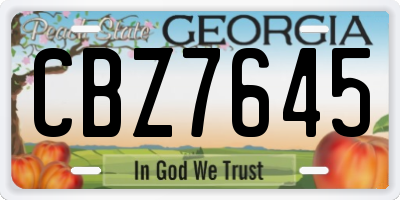 GA license plate CBZ7645