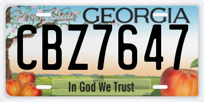GA license plate CBZ7647