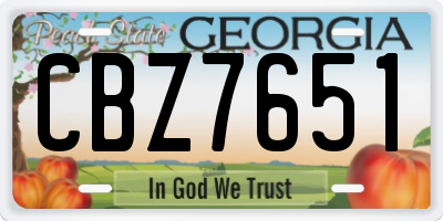 GA license plate CBZ7651