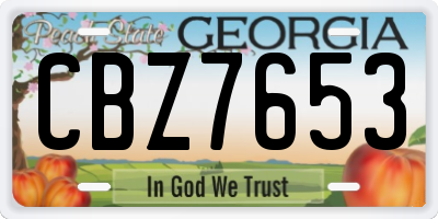 GA license plate CBZ7653