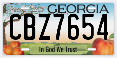 GA license plate CBZ7654