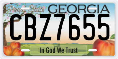GA license plate CBZ7655