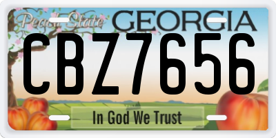 GA license plate CBZ7656