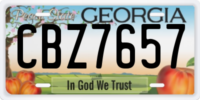GA license plate CBZ7657