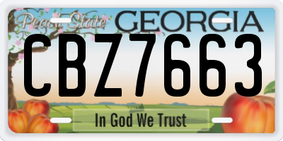 GA license plate CBZ7663
