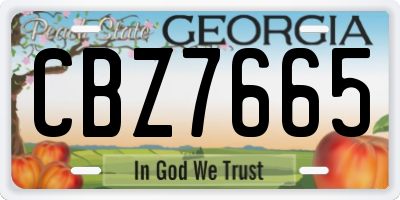 GA license plate CBZ7665