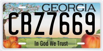 GA license plate CBZ7669