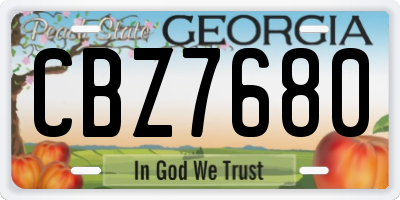 GA license plate CBZ7680