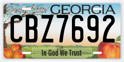 GA license plate CBZ7692