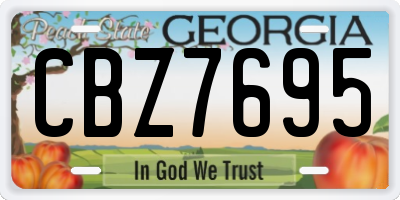 GA license plate CBZ7695