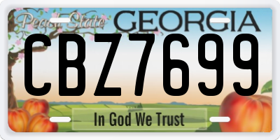 GA license plate CBZ7699