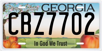 GA license plate CBZ7702
