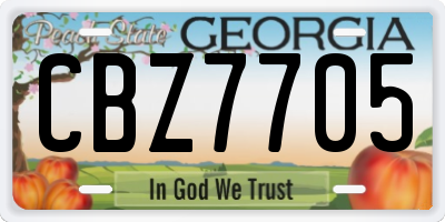 GA license plate CBZ7705