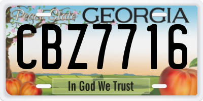 GA license plate CBZ7716