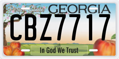 GA license plate CBZ7717