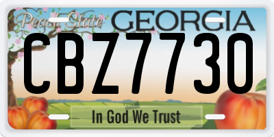 GA license plate CBZ7730