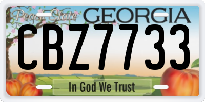 GA license plate CBZ7733