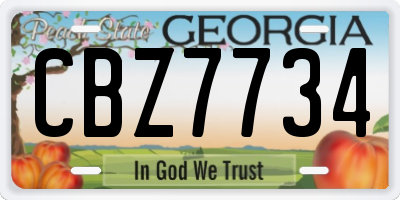 GA license plate CBZ7734