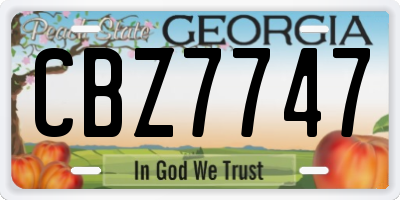 GA license plate CBZ7747