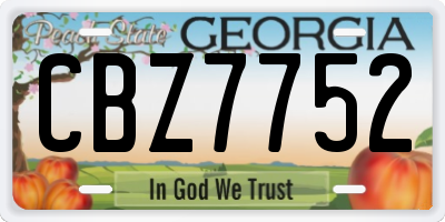 GA license plate CBZ7752