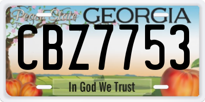 GA license plate CBZ7753