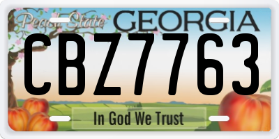 GA license plate CBZ7763