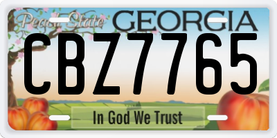 GA license plate CBZ7765