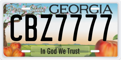GA license plate CBZ7777
