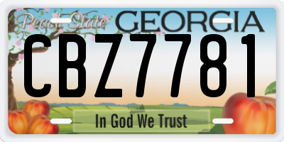 GA license plate CBZ7781