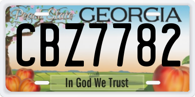 GA license plate CBZ7782