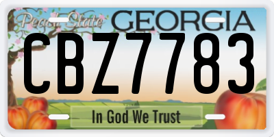 GA license plate CBZ7783