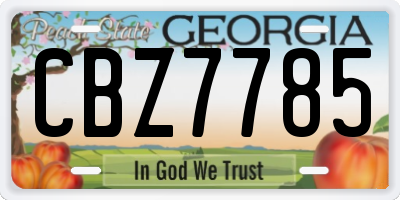 GA license plate CBZ7785