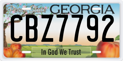 GA license plate CBZ7792