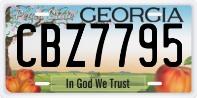 GA license plate CBZ7795