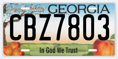 GA license plate CBZ7803