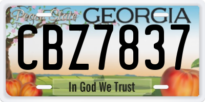 GA license plate CBZ7837