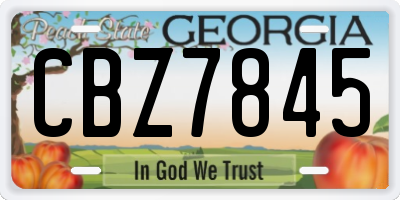 GA license plate CBZ7845