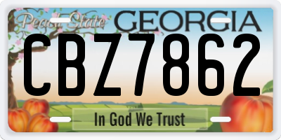 GA license plate CBZ7862