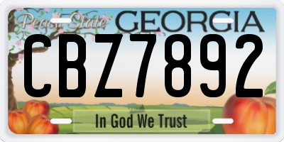 GA license plate CBZ7892