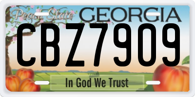 GA license plate CBZ7909