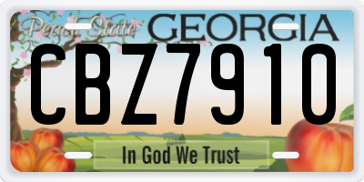 GA license plate CBZ7910