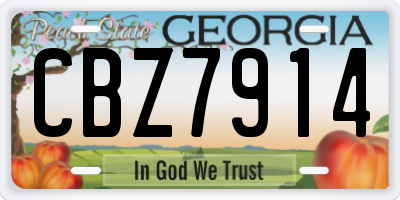 GA license plate CBZ7914