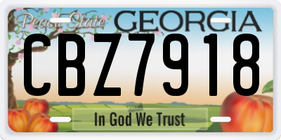 GA license plate CBZ7918