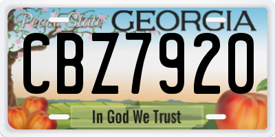 GA license plate CBZ7920