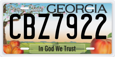 GA license plate CBZ7922