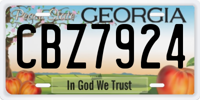 GA license plate CBZ7924